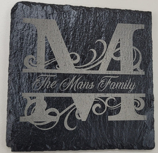 Custom Laser-Engraved Slate Coasters - Set of 4